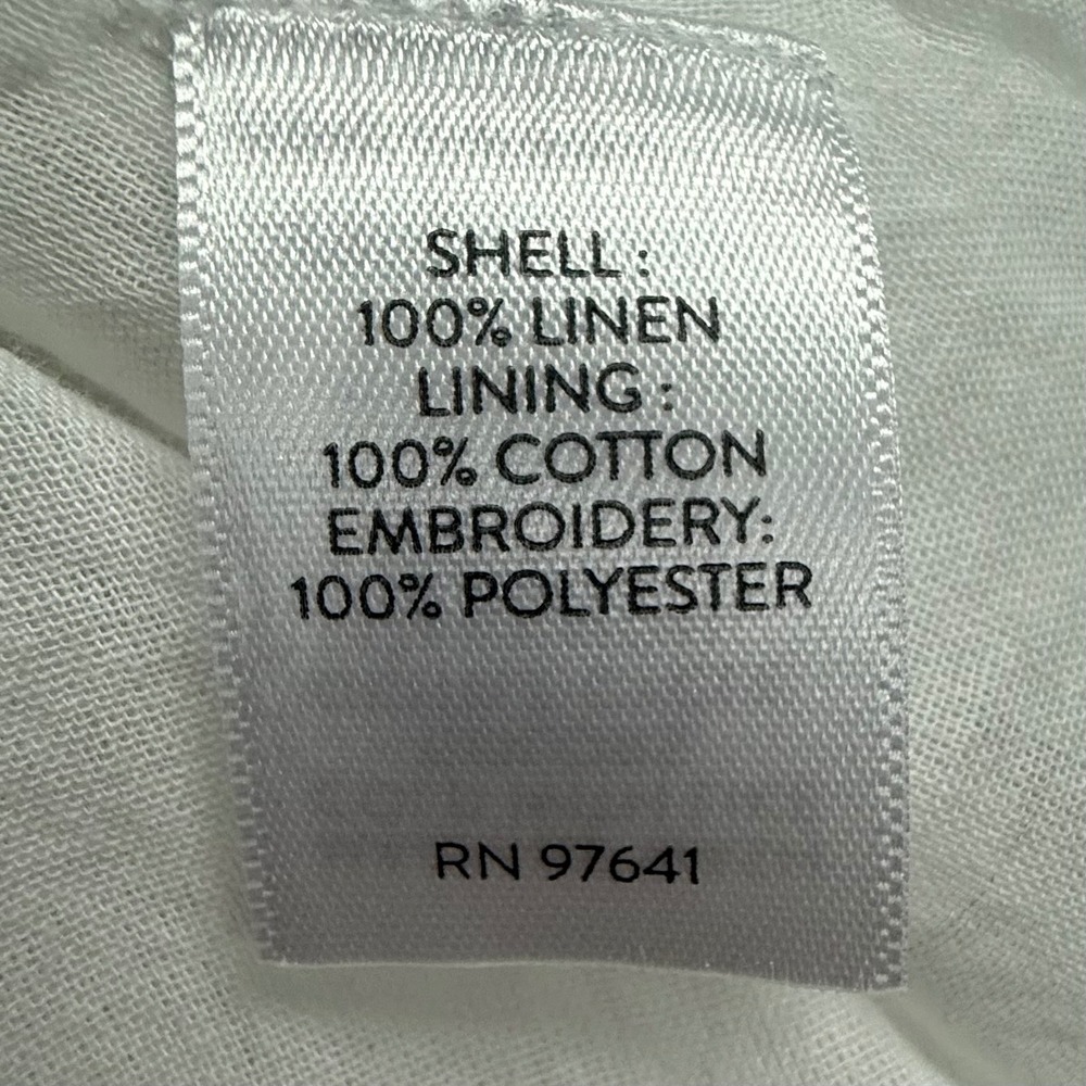 Pure Jill Elements White Linen Embroidered Sleeveless Tunic Dress Medium Coastal - Picture 6 of 15
